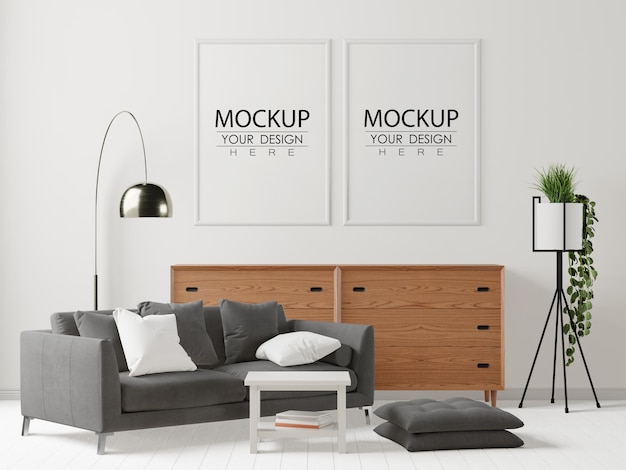 Poster Frame in living room  Mockup