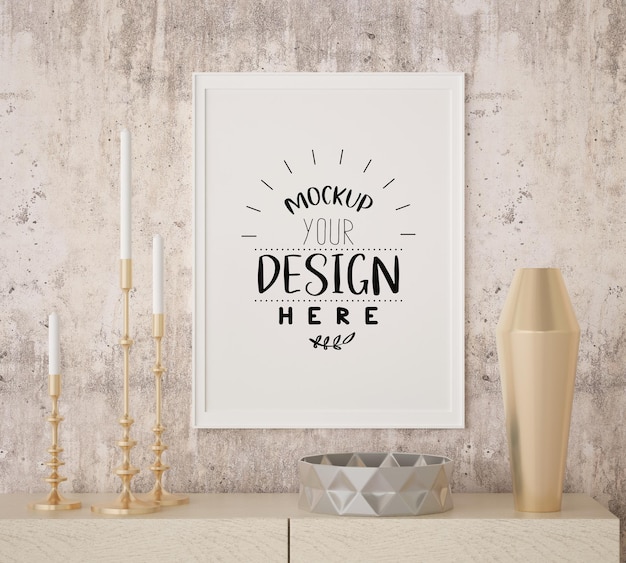 Poster Frame in living room  Mockup