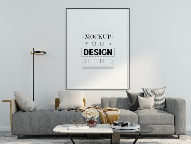 Poster Frame in living room  Mockup