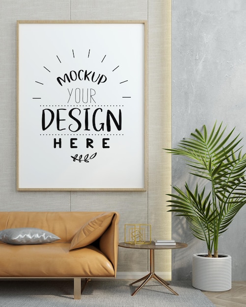 Poster Frame in living room  Mockup