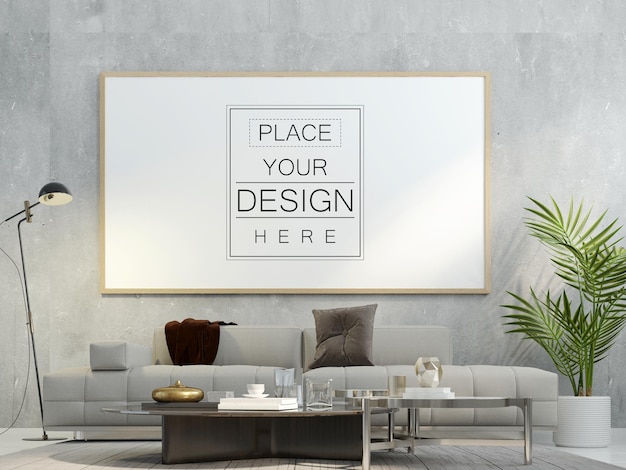 Poster Frame in living room  Mockup