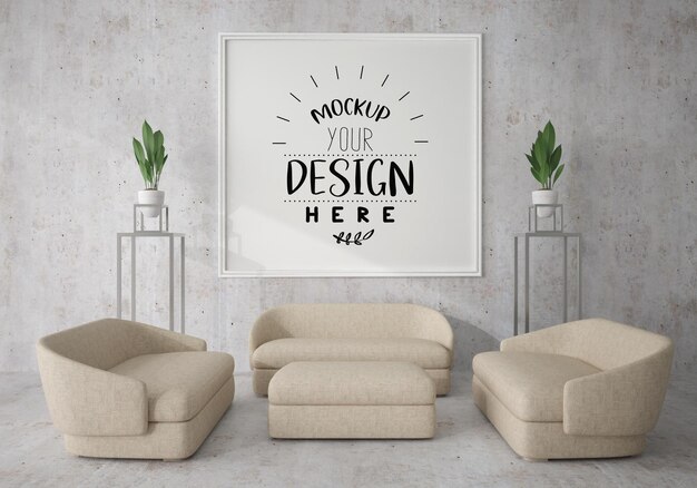 Poster Frame in living room  Mockup