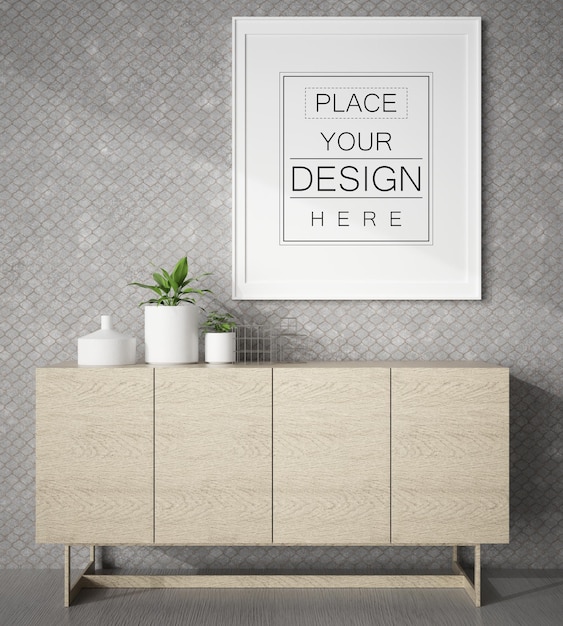 Poster Frame in living room  Mockup