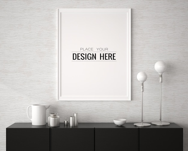 Poster Frame in living room  Mockup