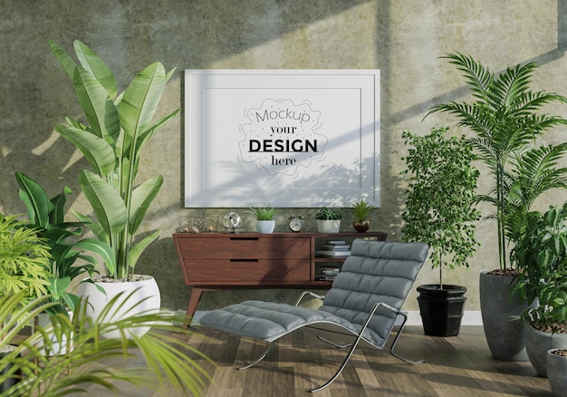 Poster Frame in living room  Mockup