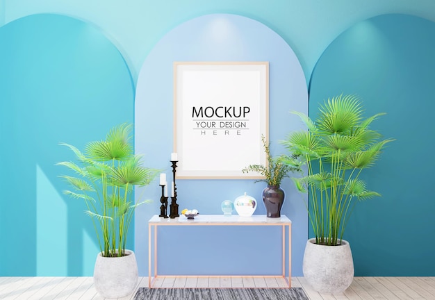 Poster Frame in living room  Mockup