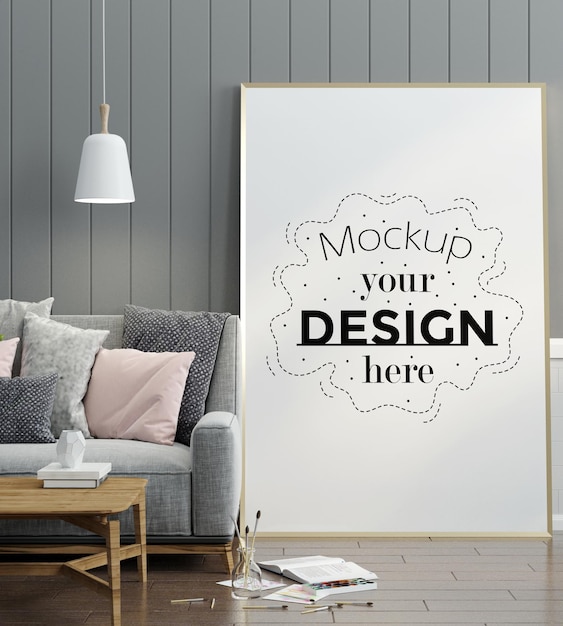 Poster Frame in living room  Mockup