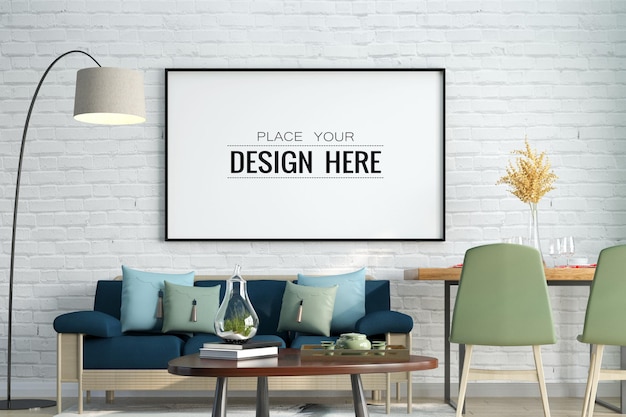 Poster Frame in living room  Mockup