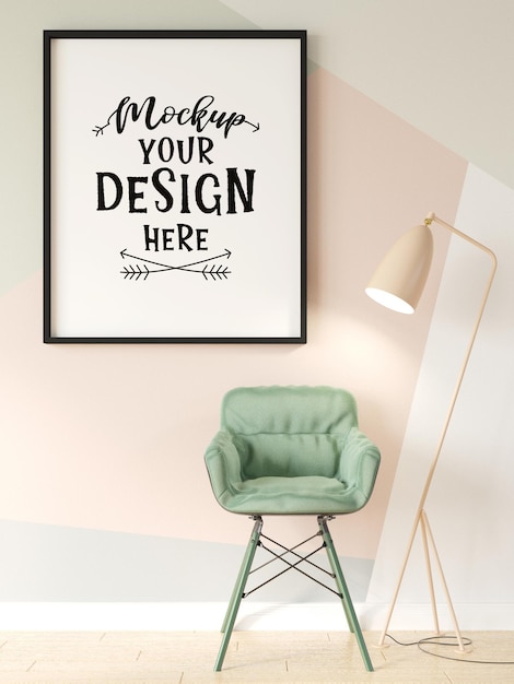 Poster Frame in living room  Mockup