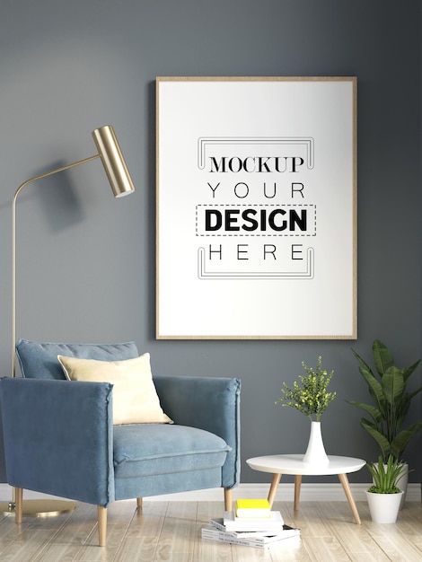 Poster Frame in living room  Mockup