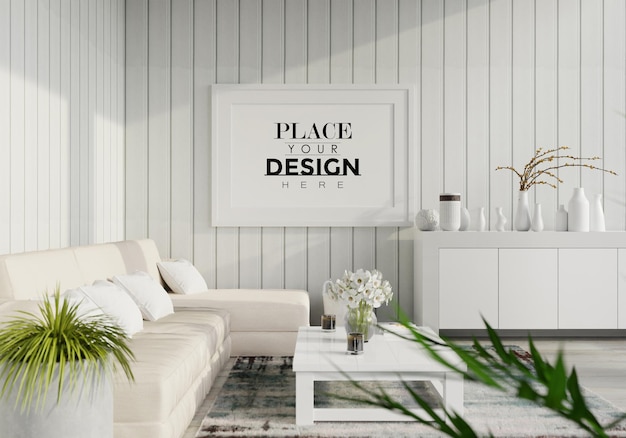 Poster Frame in living room  Mockup