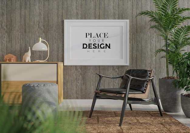 Poster Frame in living room  Mockup