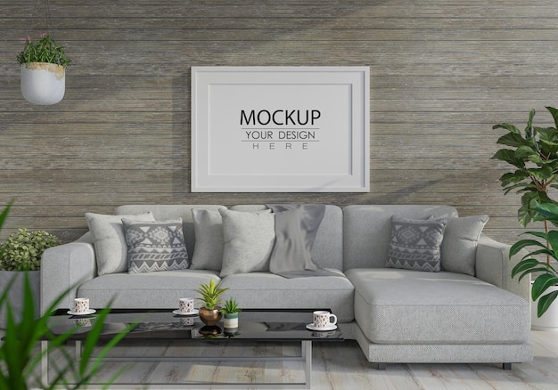 Poster Frame in living room  Mockup