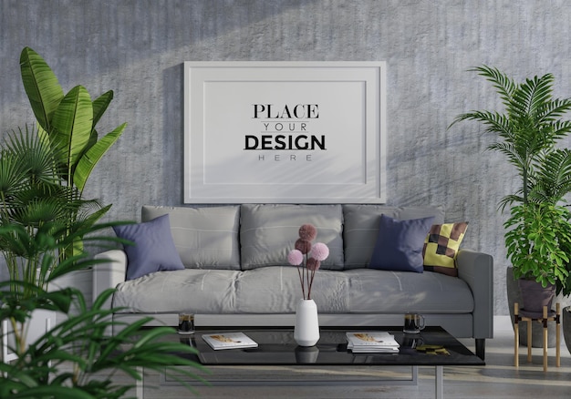 Poster Frame in living room  Mockup