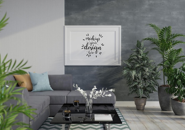 Poster Frame in living room  Mockup