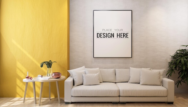 Poster Frame in living room  Mockup