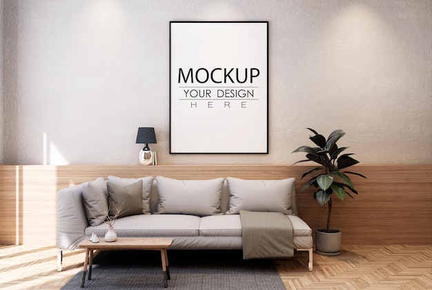 Poster Frame in living room  Mockup