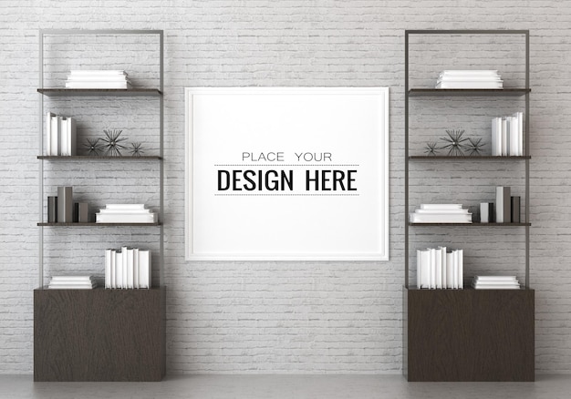 Poster Frame in living room  Mockup