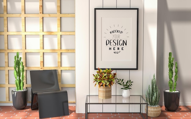 Poster Frame in living room  Mockup