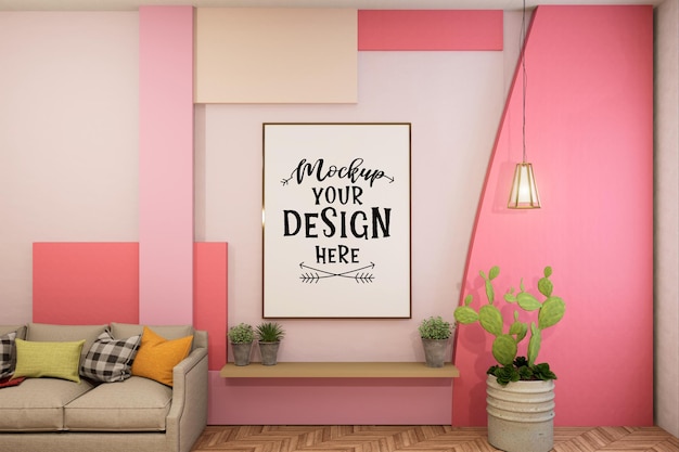 Poster Frame in living room  Mockup