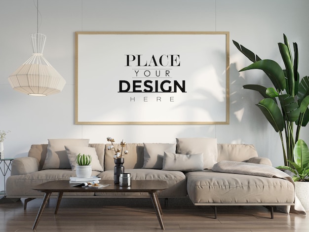 Poster Frame in living room  Mockup