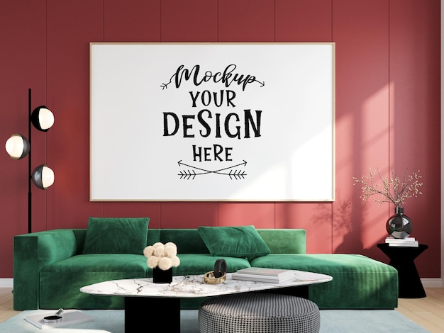 Poster Frame in living room  Mockup