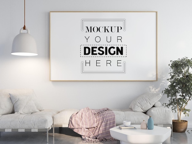 Poster Frame in living room  Mockup