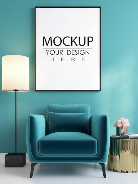 Poster Frame in living room  Mockup