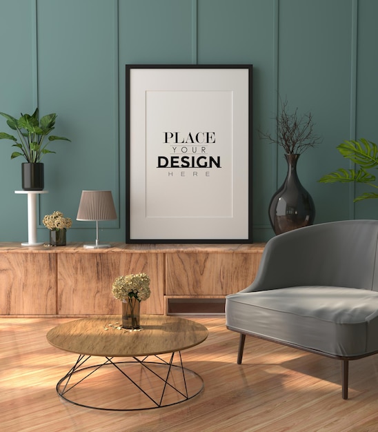 Poster Frame in living room Mockup