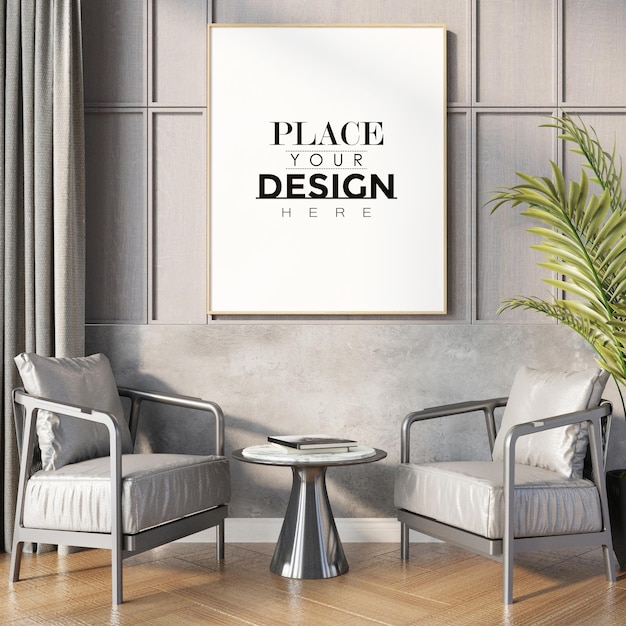 Poster Frame in living room Mockup