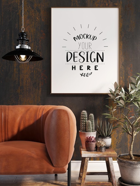 Poster Frame in living room Mockup