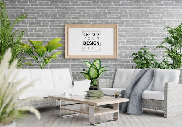 Poster Frame in living room Mockup