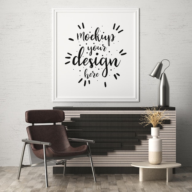 Poster Frame in living room Mockup