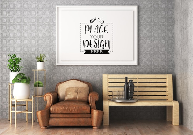 Poster Frame in living room Mockup