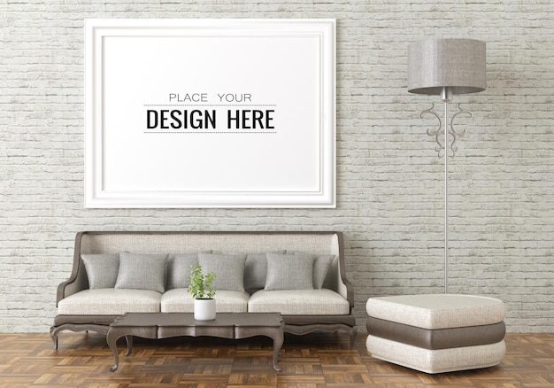 Poster Frame in living room Mockup