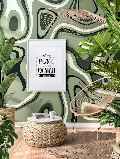 Poster Frame in living room Mockup