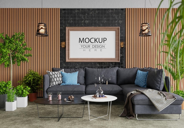 Poster Frame in living room Mockup