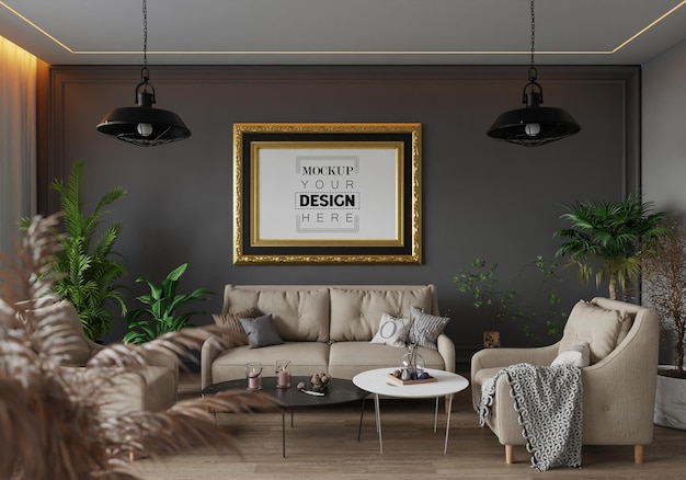 Poster Frame in living room Mockup