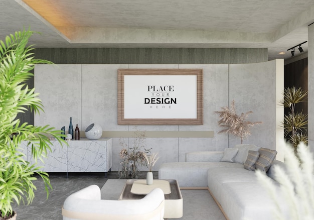 Poster Frame in living room Mockup