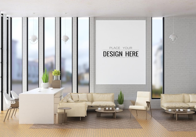 Poster Frame in living room Mockup