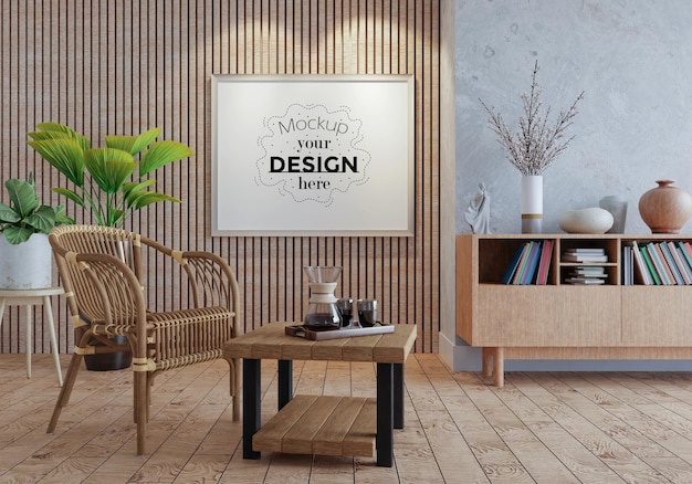 Poster Frame in living room Mockup