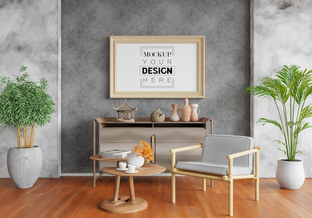 Poster Frame in living room Mockup