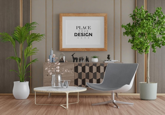 Poster Frame in living room Mockup