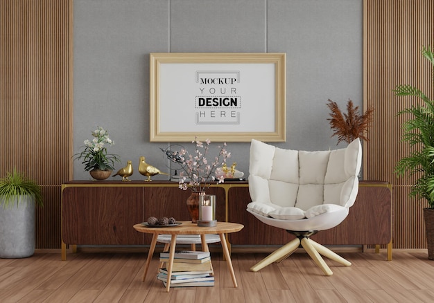 Poster Frame in living room Mockup