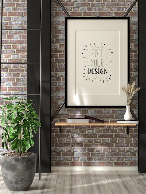 Poster Frame in living room Mockup