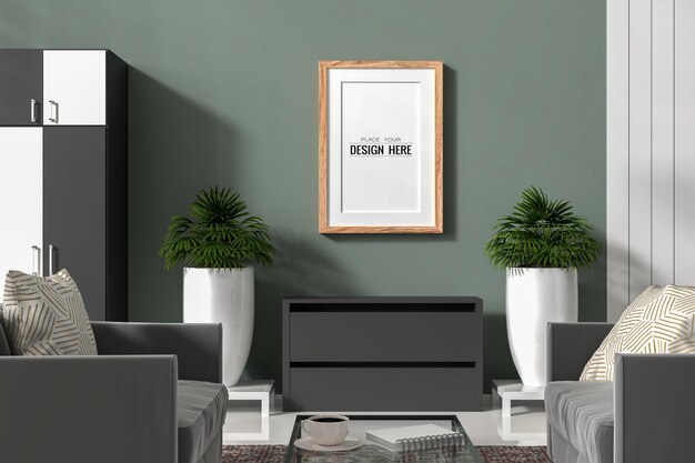 Poster Frame in living room Mockup