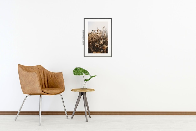 Poster frame in living room mockup