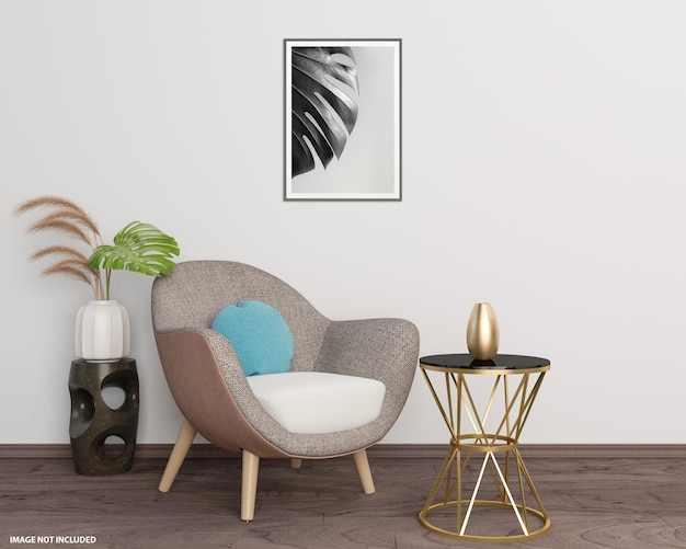 Poster frame in living room mockup