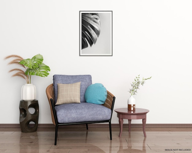 Poster frame in living room mockup