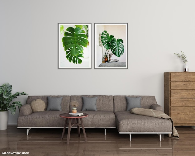 Poster frame in living room mockup